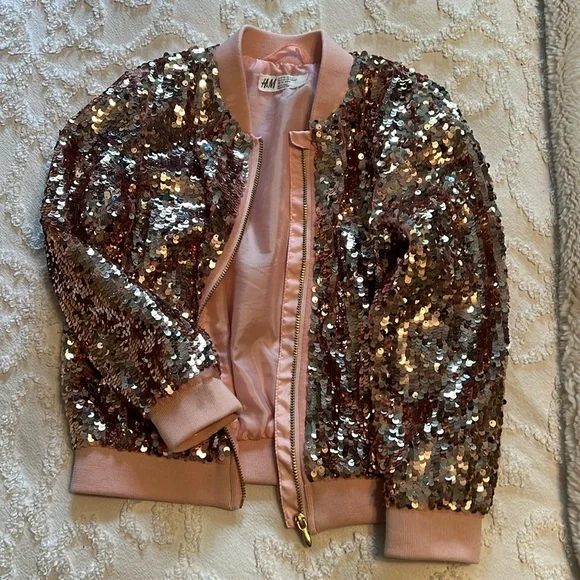 H&M Jackets Coats Girls Sequin Jacket Poshmark